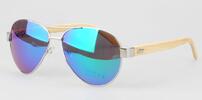 Sluneční brýle s dřevěným rámem | Modrožlutá