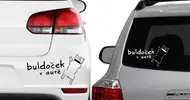 Samolepka na auto Buldoček v autě | Velikost: Barva: černá