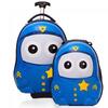 Dětský kufr na kolečkách s batohem, modrý - policie