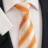 Hedvábná kravata | Bílá s oranžovými pruhy