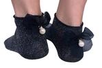 Bavlněné ponožky se stříbrným vláknem a mašlí | Černá