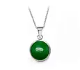 Ocelový náhrdelník Gemstone - tmavě zelený Jadeit