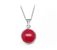 Ocelový náhrdelník Gemstone - červený Jadeit