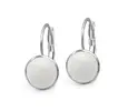 Ocelové náušnice Gemstone - bílý Jadeit