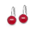 Ocelové náušnice Gemstone - červený Jadeit