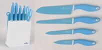7dílná sada nožů s keramickým povrchem vč. prkénka (modrá)