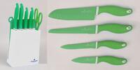 7dílná sada nožů s keramickým povrchem vč. prkénka (zelená)