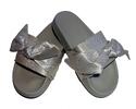 Dámské lesklé pantofle s mašlí | Velikost: 36 | Světle šedá