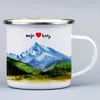 330 ml Turistický smaltovaný hrnček "Moje hory" | Biela