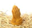 Svíčka ze včelího vosku - modlící ruce - ruce míru