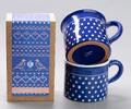 Valentýnský balíček kávy 250 g, modrá + 2x hrnek modrý s puntíkem