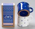 Valentýnský balíček kávy 250 g, modrá +1x hrnek bílý a 1x hrnek modrý s 4puntíkem