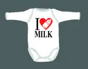 Dětské body: "I love milk" | Velikost: 50 | Bílá