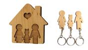Dřevěný věšák na klíče rodina - 3 | Hnědá