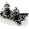 Tepaný čajový servis Tulipe – stříbrný