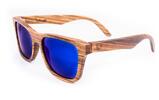 Sluneční brýle Timber – zebrové dřevo, modré zrcadlové čočky