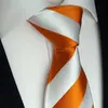Hedvábná kravata | Bílá s oranžovým pruhem