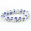 Porcelánový náramek s motivem květin | Modrý květ
