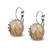 Ocelové náušnice Gemstone Crown - obrázkový jaspis