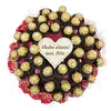 Sladká kytice z bonbonů Ferrero Rocher, velká, v červené manžetě