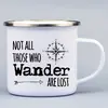 330 ml Turistický smaltovaný hrnček "Not all those who wander are lost" | Biela