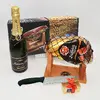 Balení šunky Jamón Curado (stojánek, nůž, pralinky, sekt) | Balení: Velikonoční