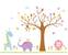 Dětská samolepka na zeď - Velký strom barev a zvířátka