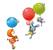 Dětské samolepky na zeď - Létající zvířátka s balónky