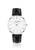 Stříbrné hodinky s černým krokodýlím řemínkem