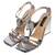Stříbrné dámské sandály na podpatku
