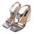 Stříbrné dámské sandály na podpatku