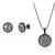 Tmavý set se třpytivým stříbrným designem - náušnice a náhrdelník
