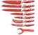 8dílná kazeta nožů a škrabky (červená)