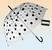 Transparentní deštník s černými a bílými puntíky