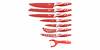 8dílná sada nožů a škrabky v kazetě (červené)