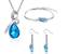 náhrdelník, náušnice a náramek, modrý krystal, postříbřeno
