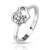 SL59 ocelový prsten s čirým zirkonem ve tvaru květinky v srdci
