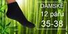 12 párů dámských bambusových ponožek - černá - 35-38