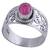 Stříbrný prsten s přírodním rubínem II.